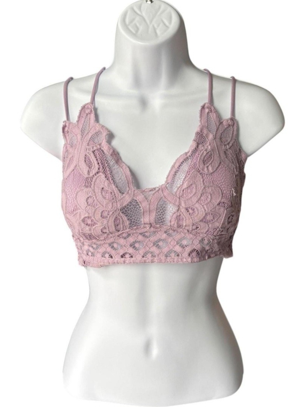 Lace Bralette with Double Straps in Dusty Rose